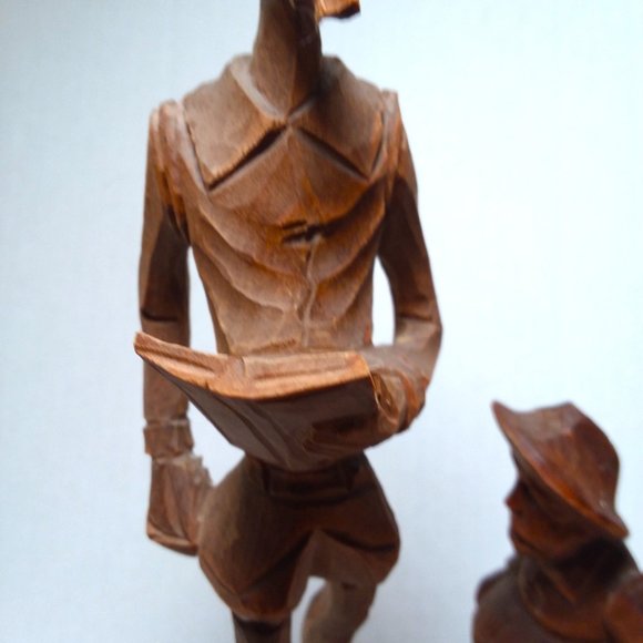 Vtg Hand Carved Wood Figures Don Quixote & Sancho Panza Charachter Books Spain - Picture 4 of 13